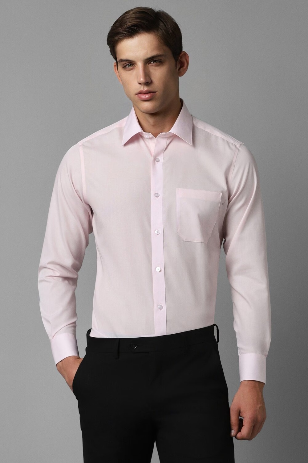 Men Pink Classic Fit Solid Full Sleeves Formal Shirt-Pink