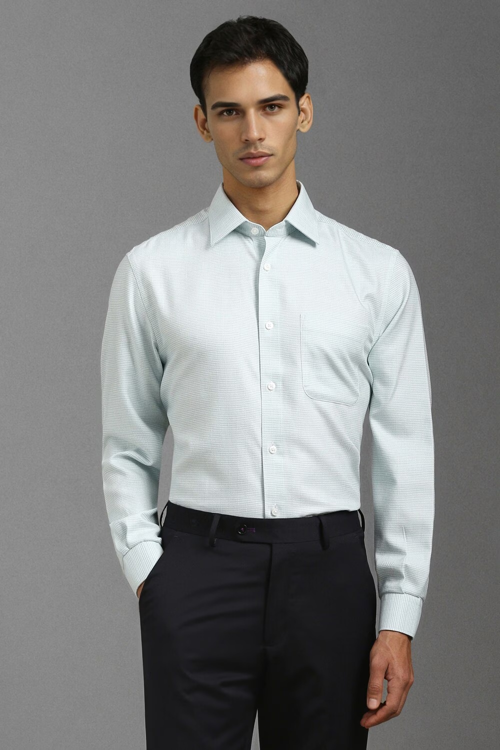 Men Green Classic Fit Textured Full Sleeves Formal Shirt-Green 1 63749-men-green-classic-fit-textured-full-sleeves-formal-shirt-green-1.jpg