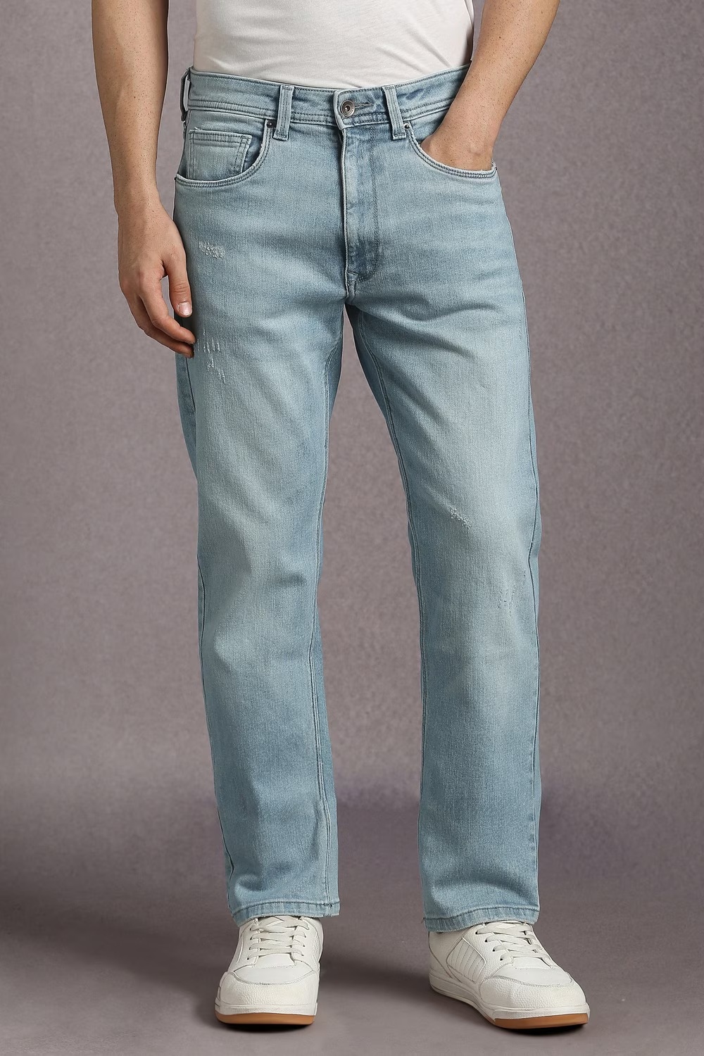 Men Light Blue Light Slim Fit Jeans-Light Blue