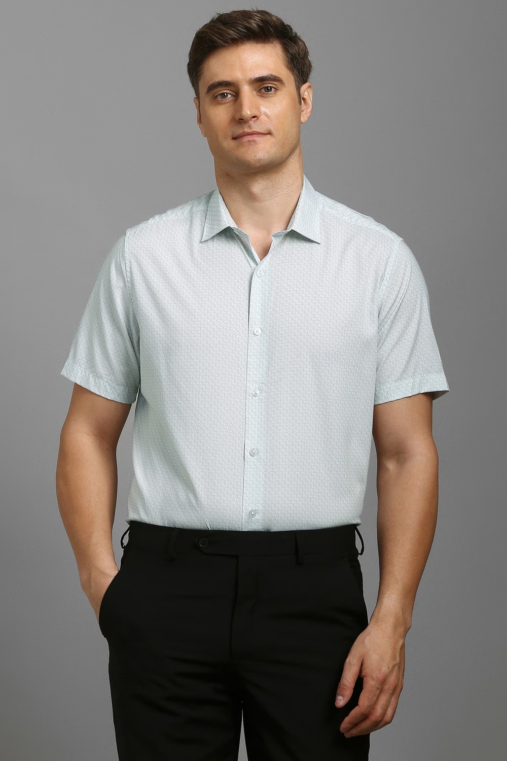 Men Light Green Print Half Sleeves Formal Shirt-Light Green 1 6431-men-light-green-print-half-sleeves-formal-shirt-light-green-1.jpg