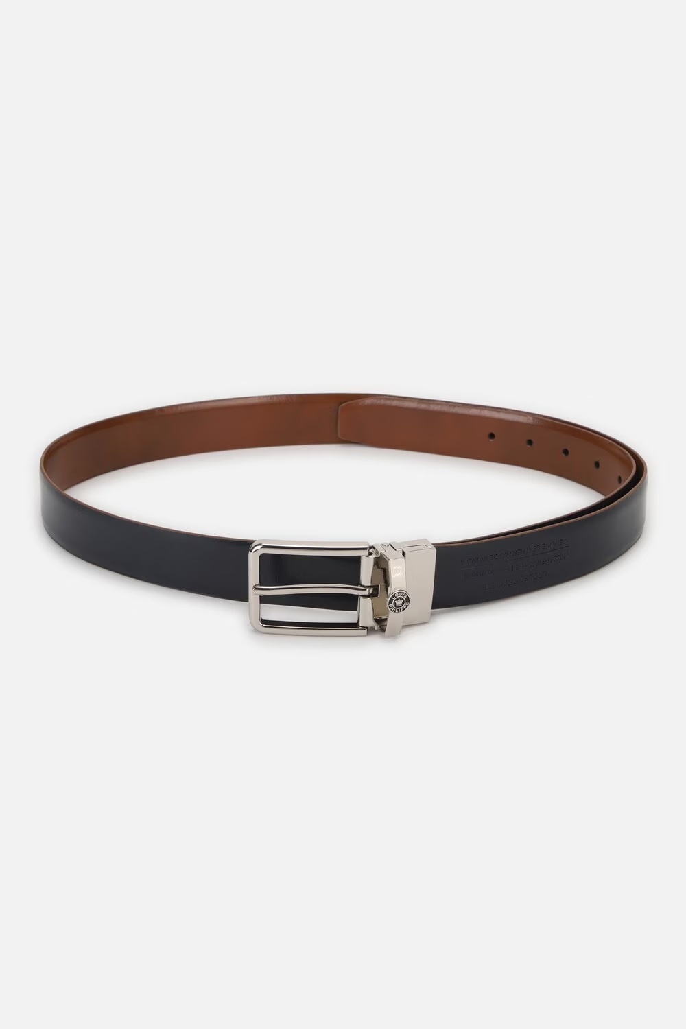 Men Black Solid Genuine Leather Formal Belt-Black