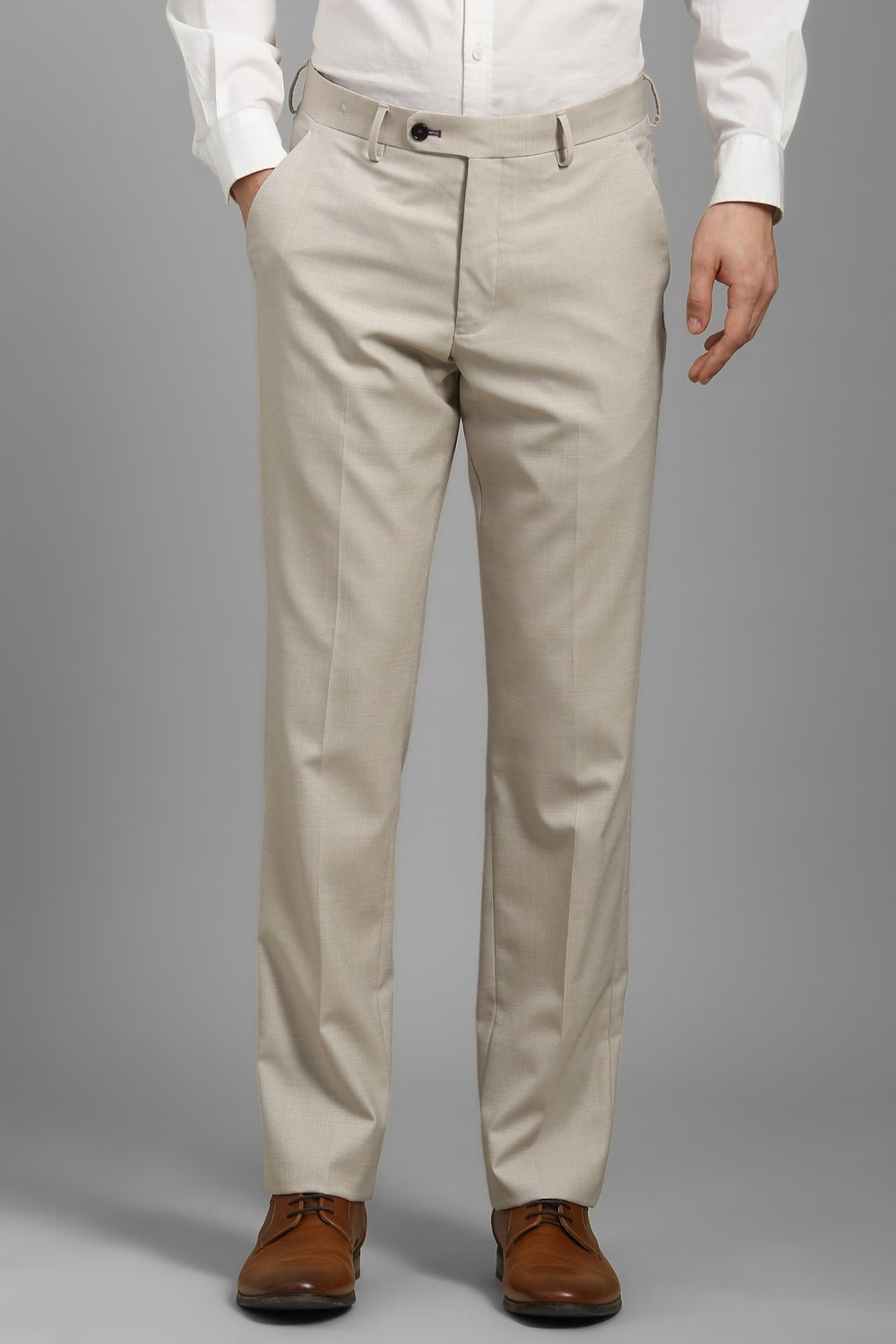 Men Beige Slim Fit Textured Flat Front Formal Trousers-Beige 1 65161-men-beige-slim-fit-textured-flat-front-formal-trousers-beige-1.jpg