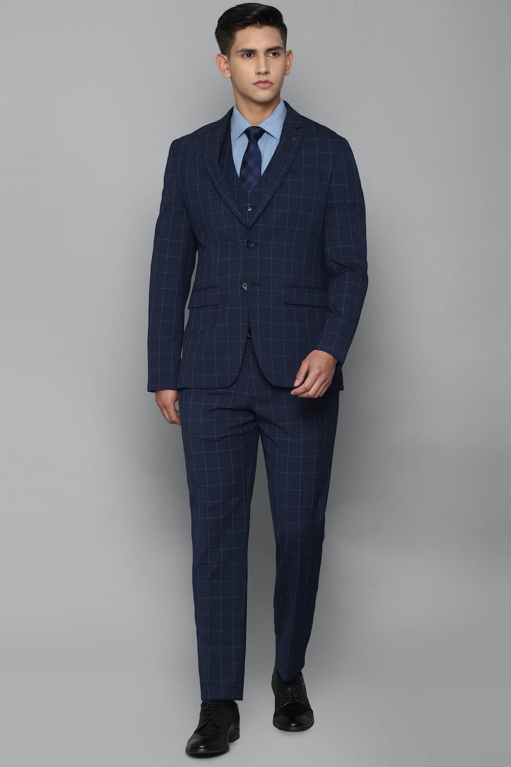 Men Navy Slim Fit Check Formal Three Piece Suit-Navy 1 65182-men-navy-slim-fit-check-formal-three-piece-suit-navy-1.jpg