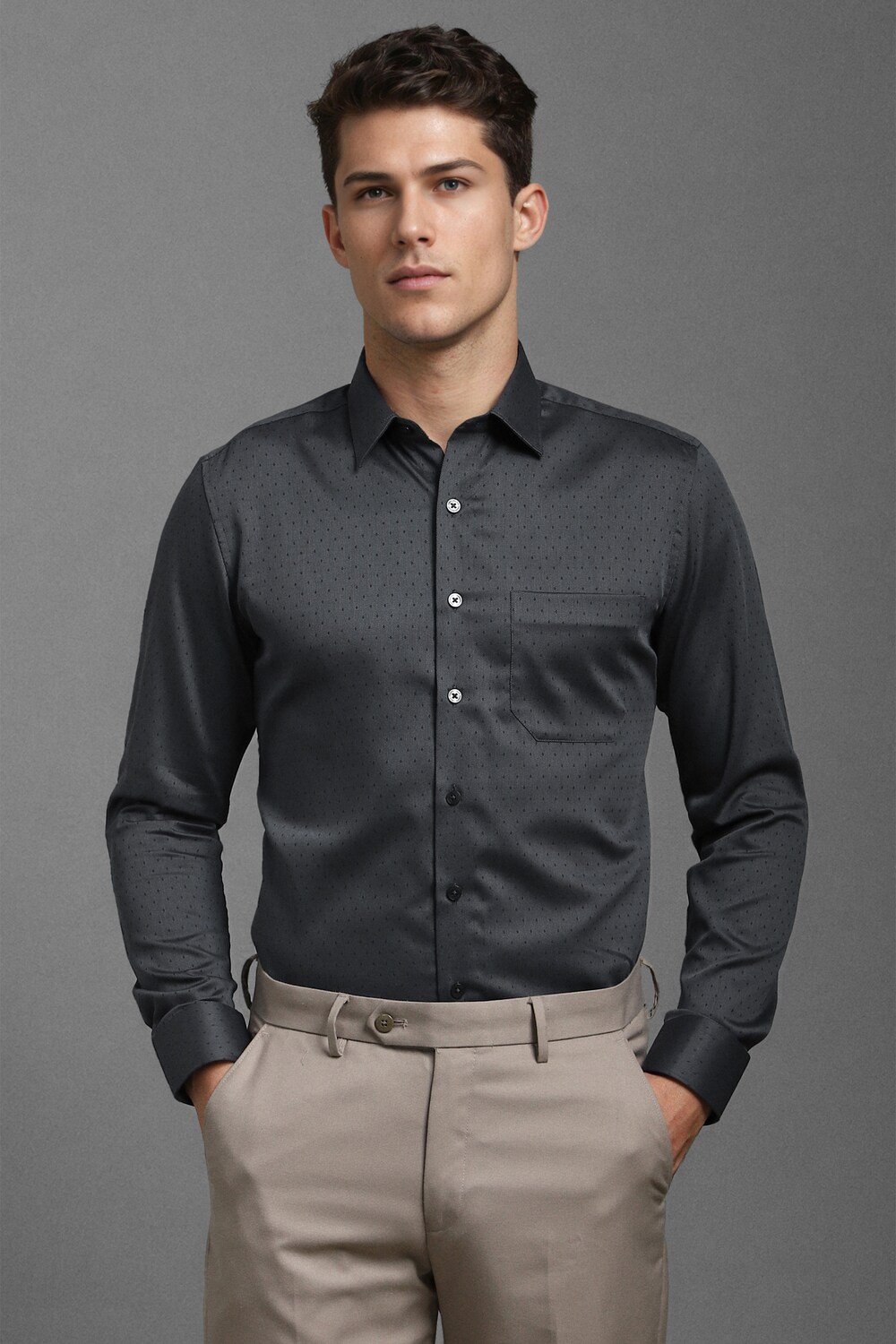 Men Grey Slim Fit Textured Full Sleeves Formal Shirt-Grey 1 65413-men-grey-slim-fit-textured-full-sleeves-formal-shirt-grey-1.jpg