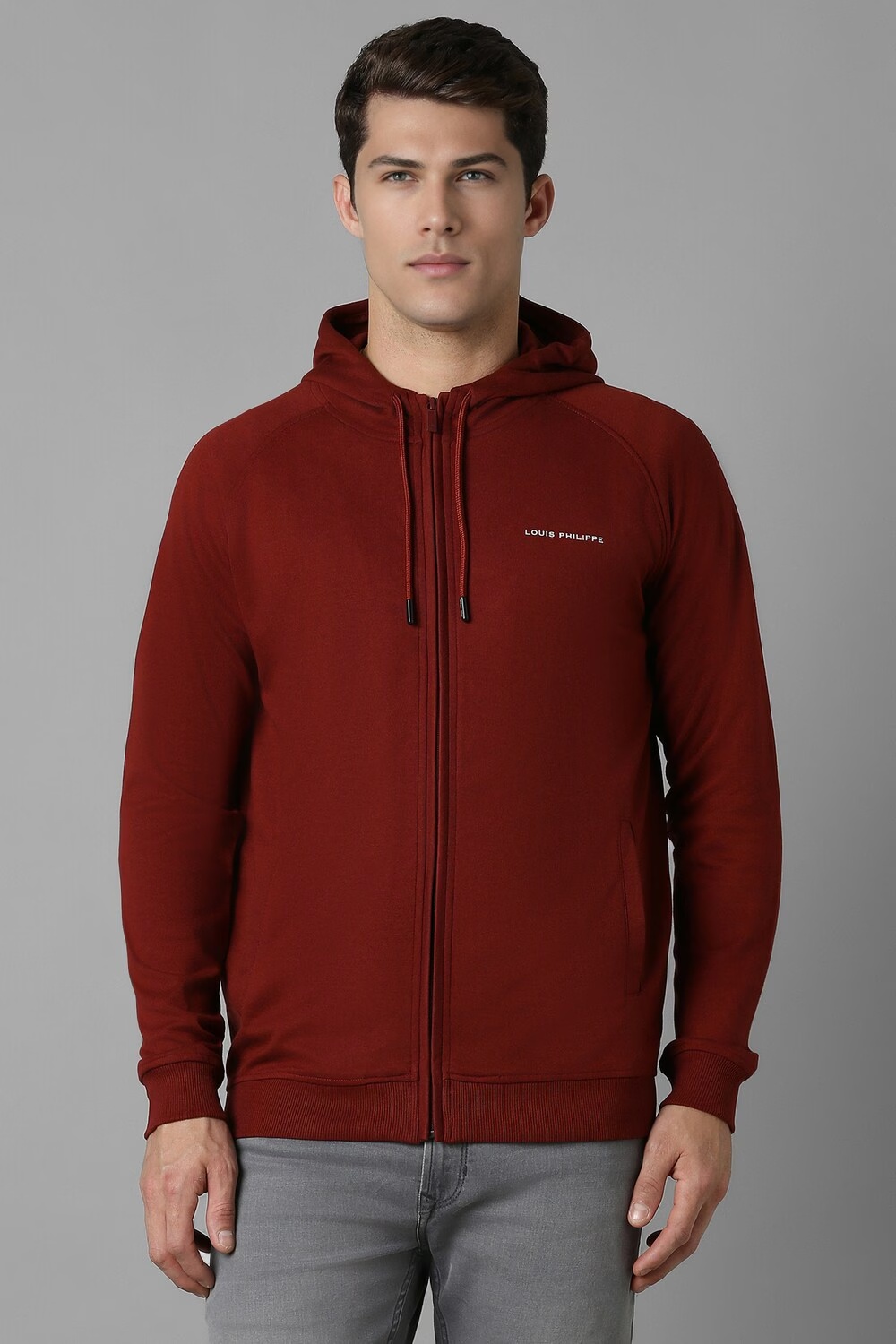 Men Casual Maroon Solid Sweatshirt-Maroon