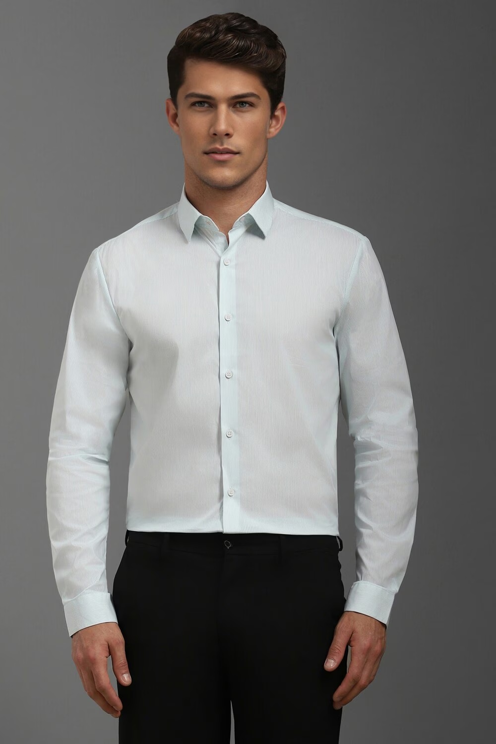 Men Green Super Slim Fit Stripe Full Sleeves Formal Shirt-Green