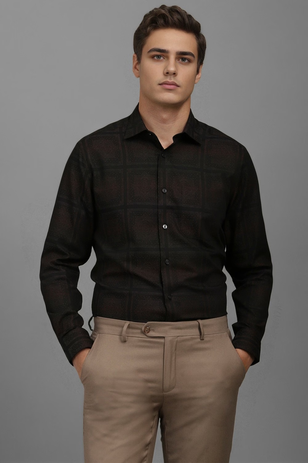 Men Brown Classic Fit Print Full Sleeves Formal Shirt-Brown 1 66475-men-brown-classic-fit-print-full-sleeves-formal-shirt-brown-1.jpg