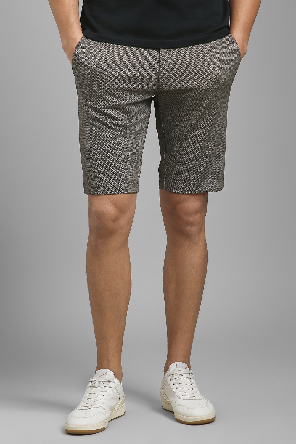 Men Grey Print Shorts-Grey