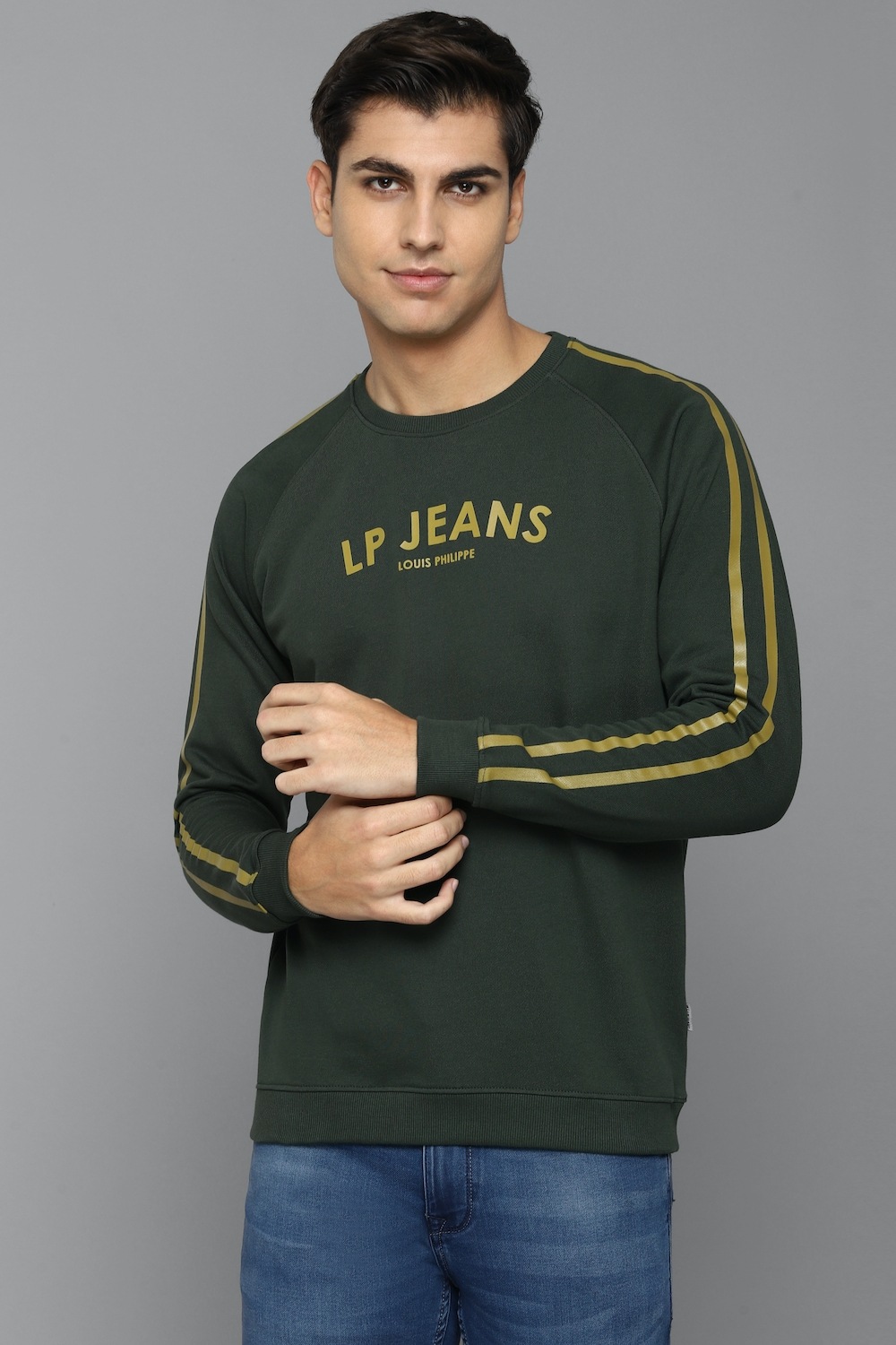 Men Casual Olive Graphic Print Sweatshirt-Olive