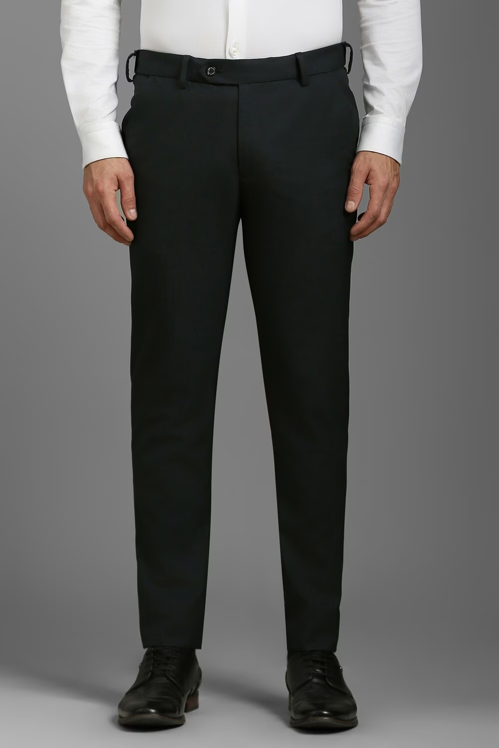 Men Green Slim Fit Check Flat Front Formal Trousers-Green