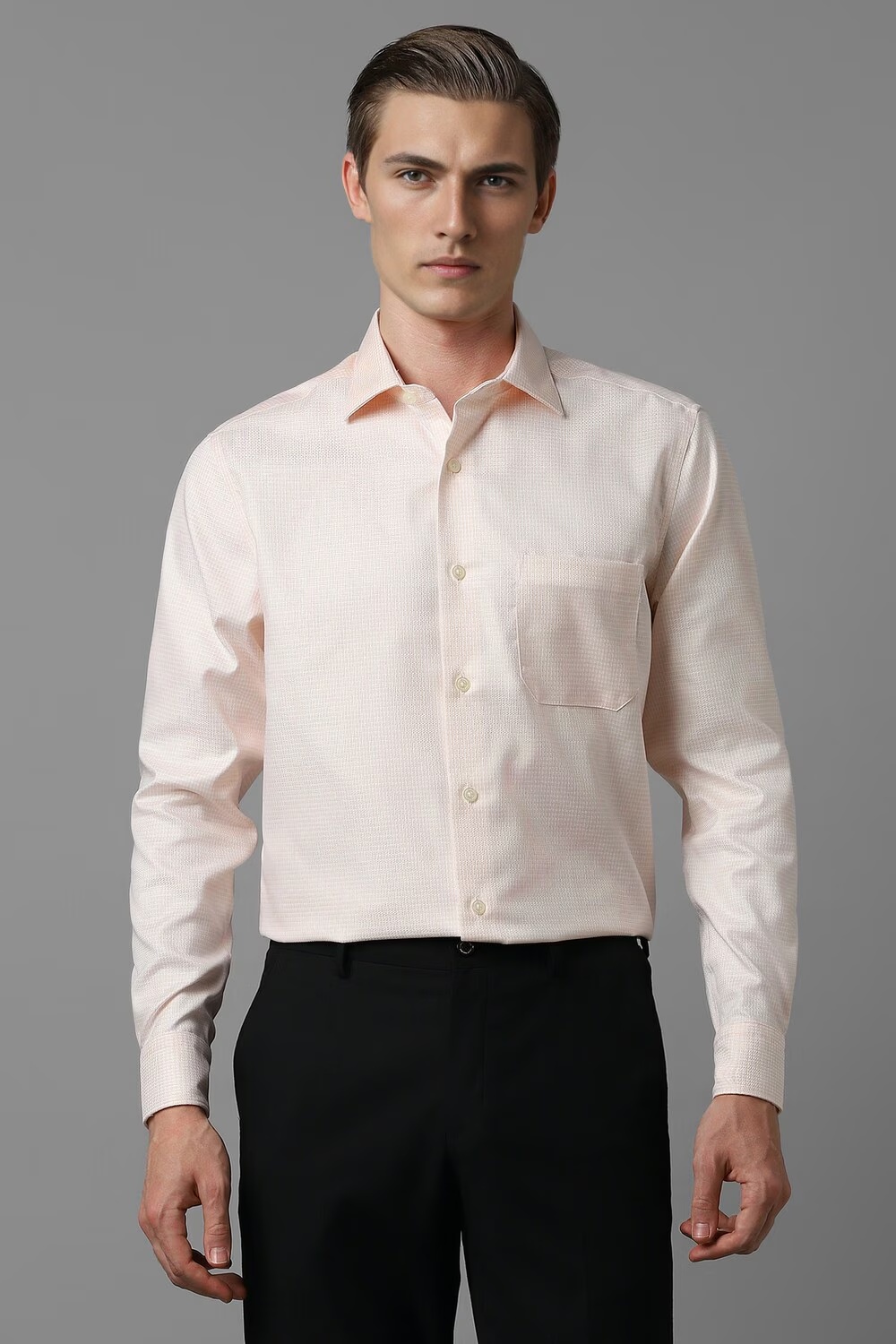 Men Beige Classic Fit Print Full Sleeves Formal Shirt-Beige