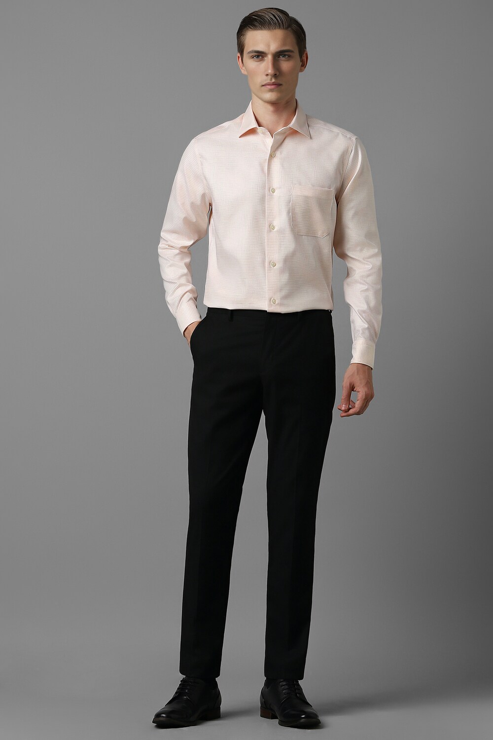 Men Beige Classic Fit Print Full Sleeves Formal Shirt-Beige