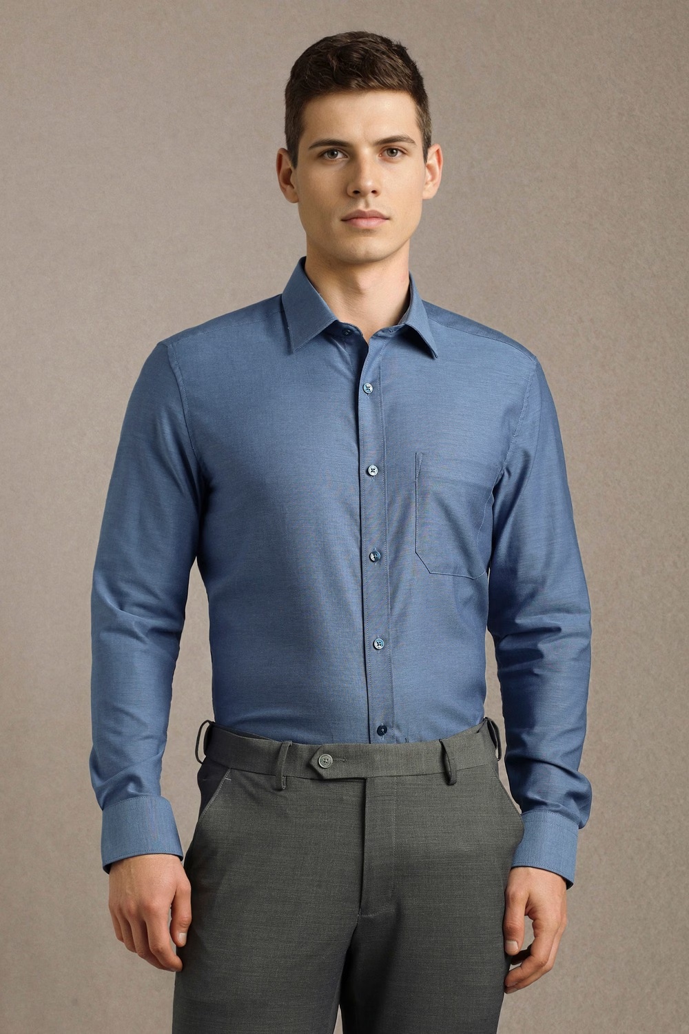 Men Blue Textured Full Sleeves Formal Shirt-Blue