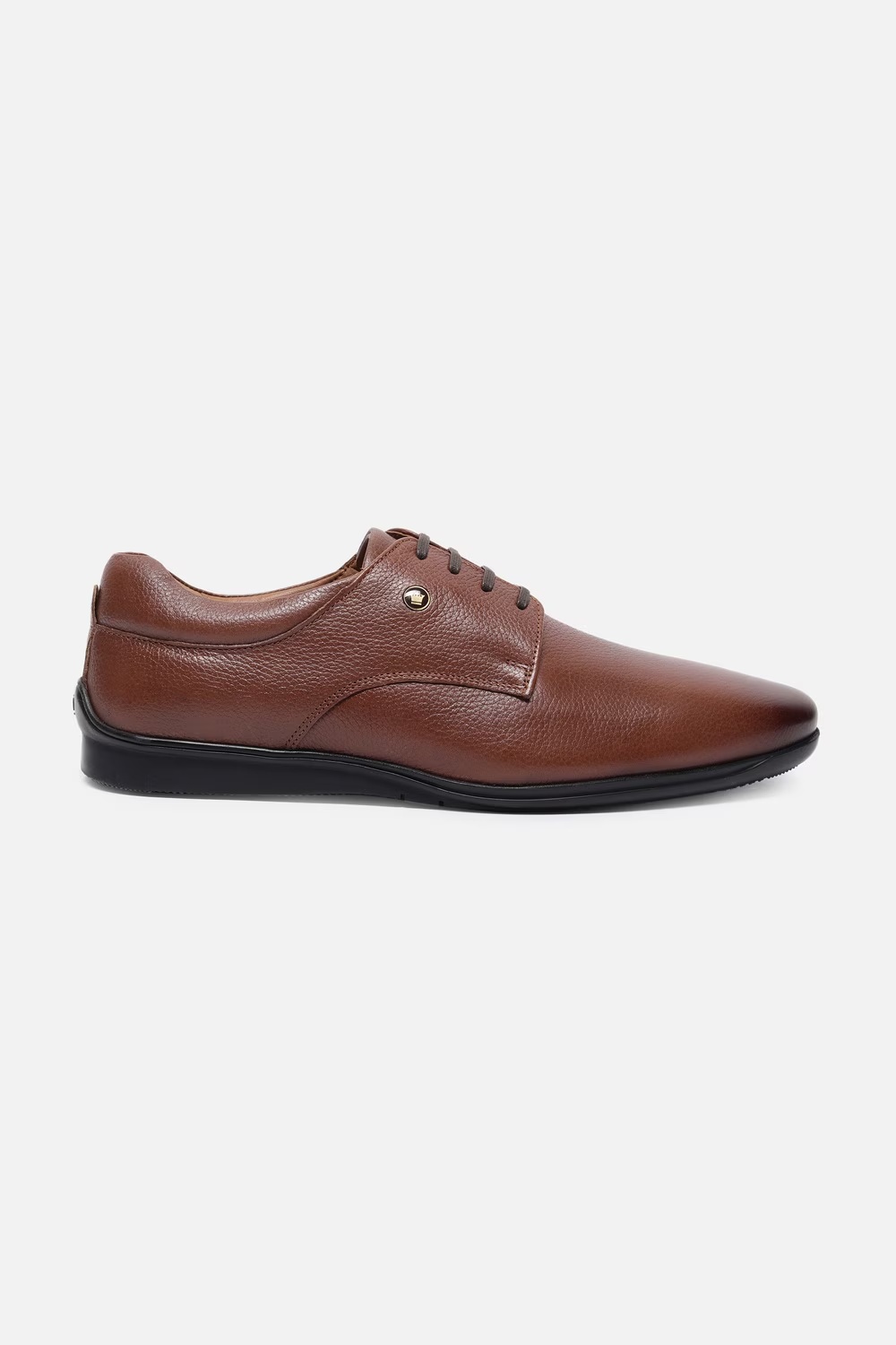 Men Classic Plain Toe Derby Leather Brown Lace Up Shoes-Brown