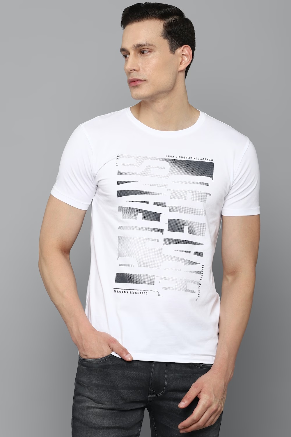 Men White Graphic Print Crew Neck T-shirt-White