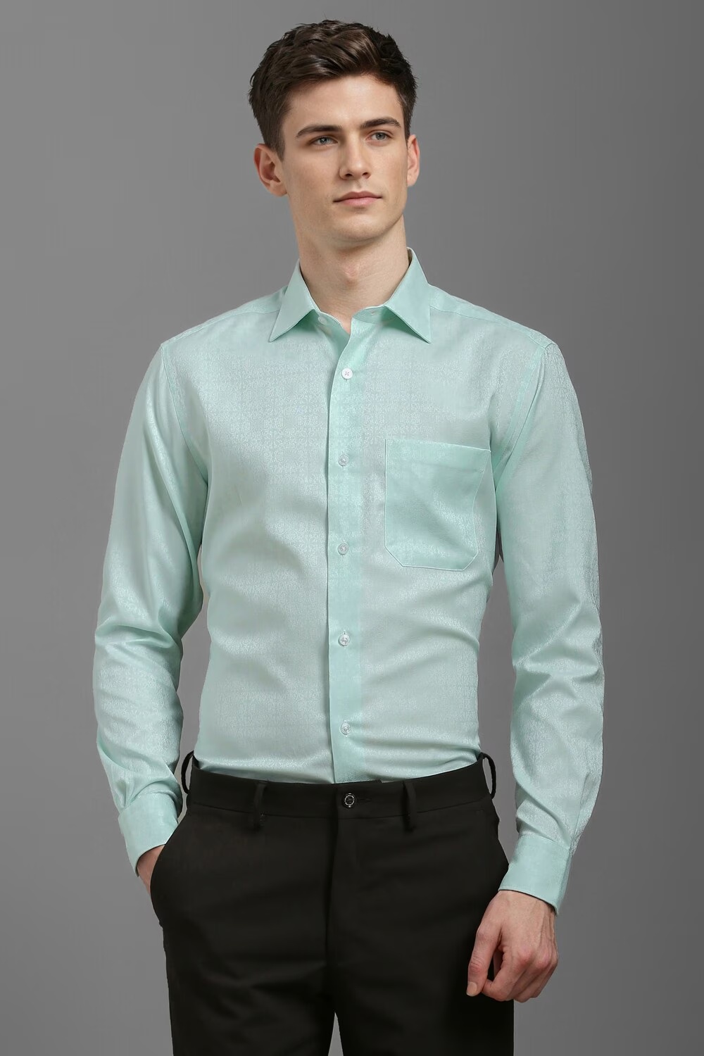 Men Green Classic Fit Print Full Sleeves Formal Shirt-Green 1 67723-men-green-classic-fit-print-full-sleeves-formal-shirt-green-1.jpg