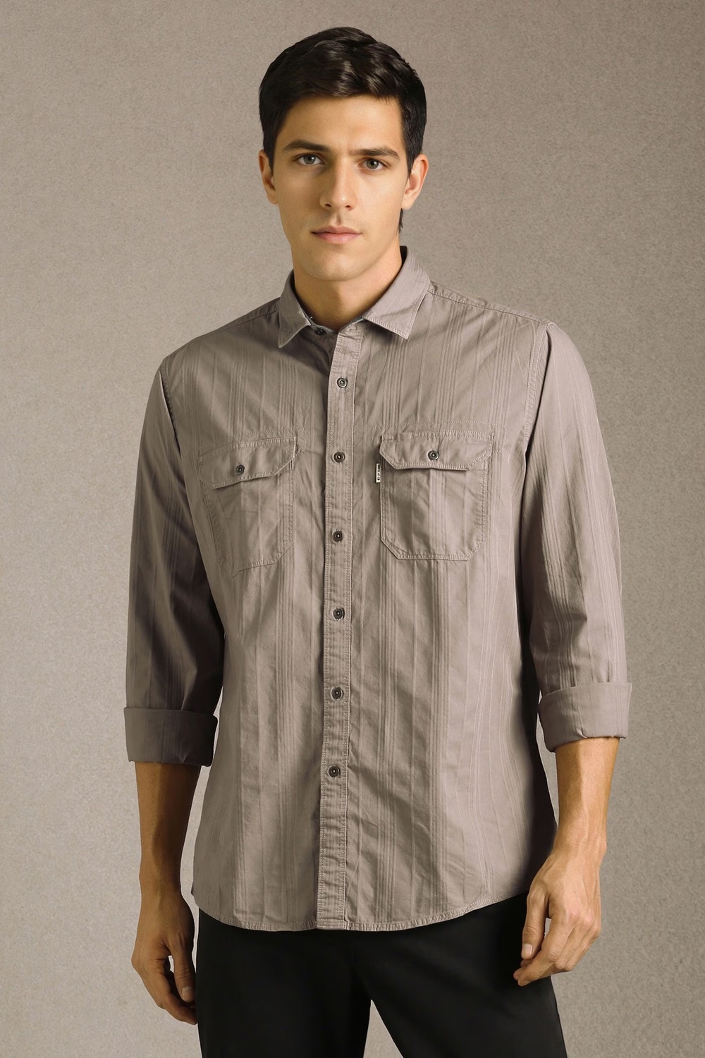 Men Grey Textured Full Sleeves Casual Shirt-Grey 1 67883-men-grey-textured-full-sleeves-casual-shirt-grey-1.jpg
