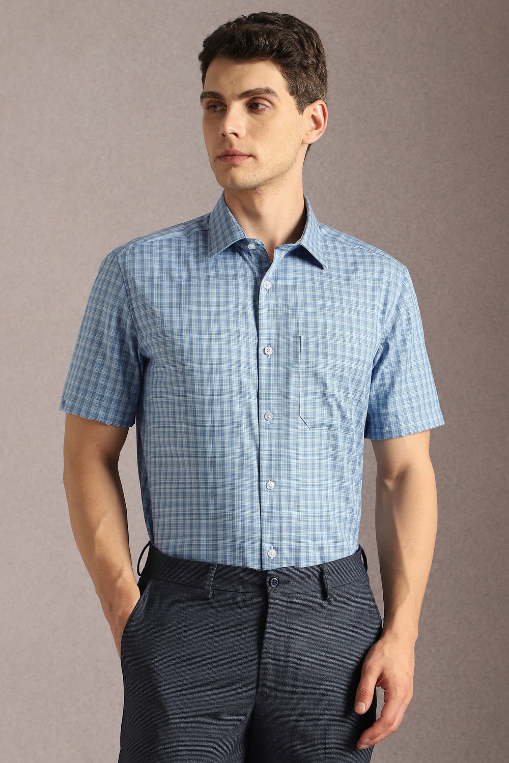 Men Light Blue Check Half Sleeves Formal Shirt-Light Blue 1 68529-men-light-blue-check-half-sleeves-formal-shirt-light-blue-1.jpg