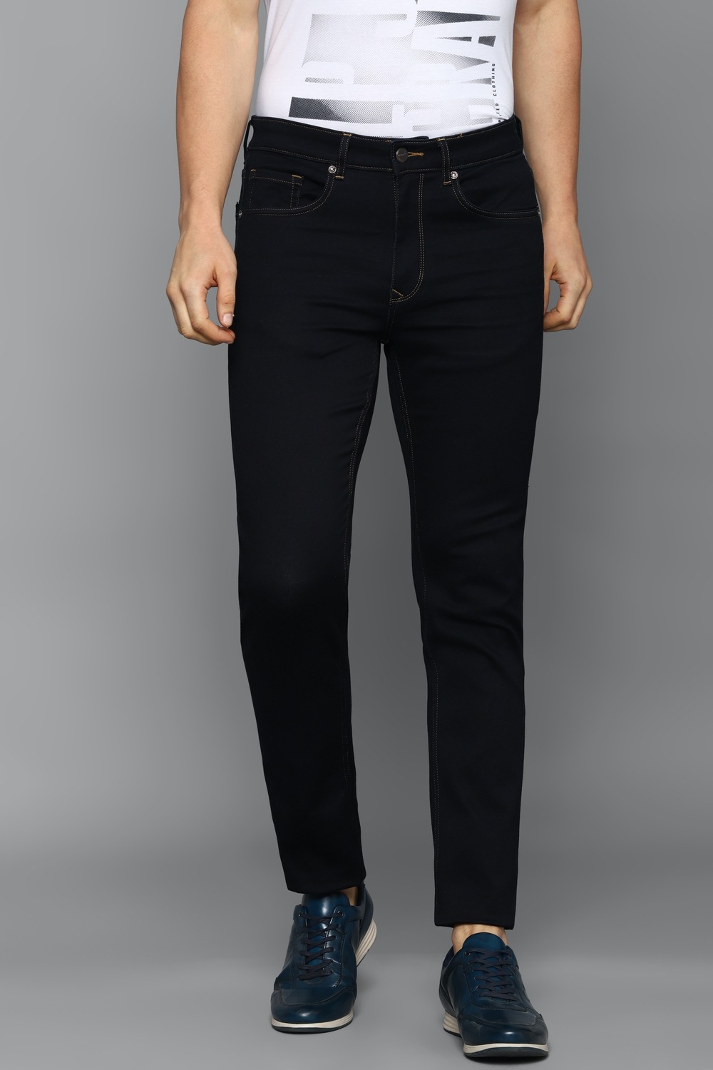 Men Black Dark Super Slim Fit Jeans-Black