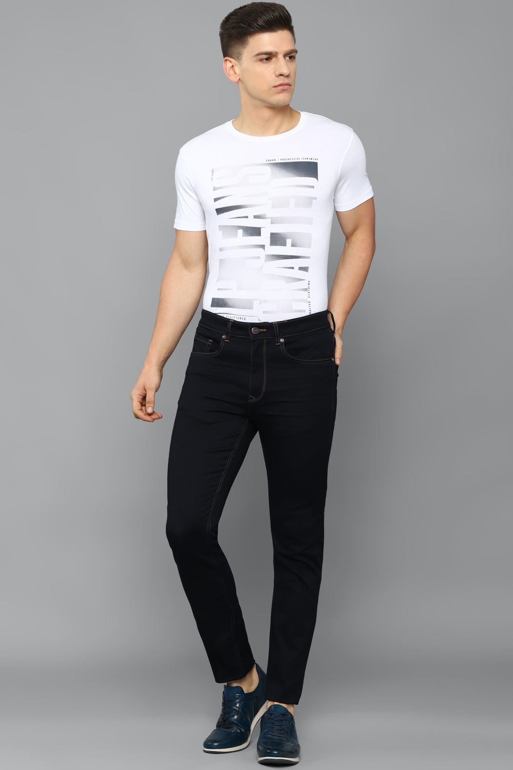 Men Black Dark Super Slim Fit Jeans-Black