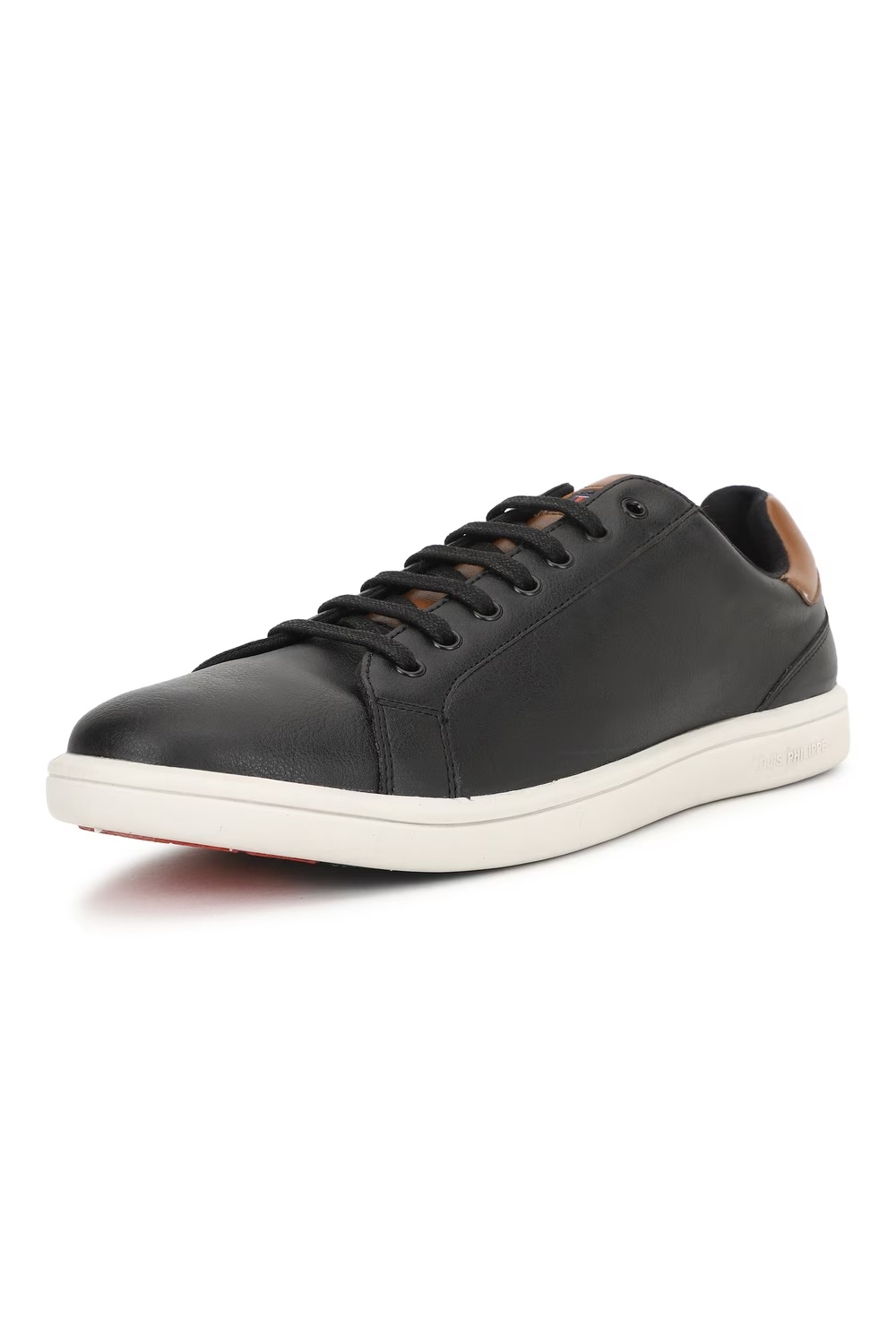 Men Black Leather Sneakers-Black
