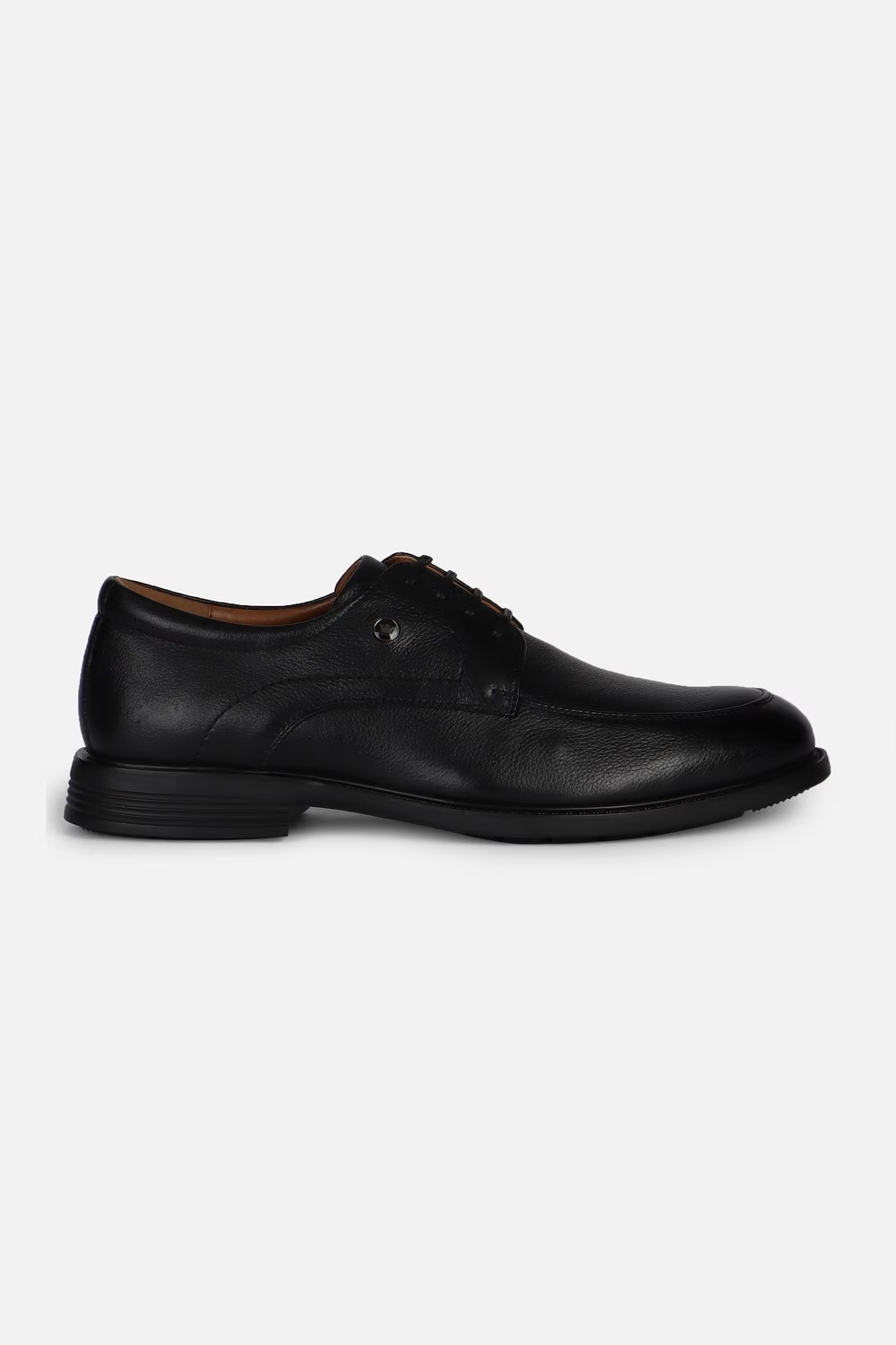 Men Classic Plain Toe Derby Leather Black Lace Up Shoes-Black