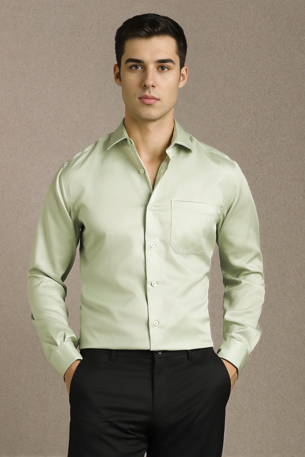 Men Green Textured Full Sleeves Formal Shirt-Green 1 68999-men-green-textured-full-sleeves-formal-shirt-green-1.jpg