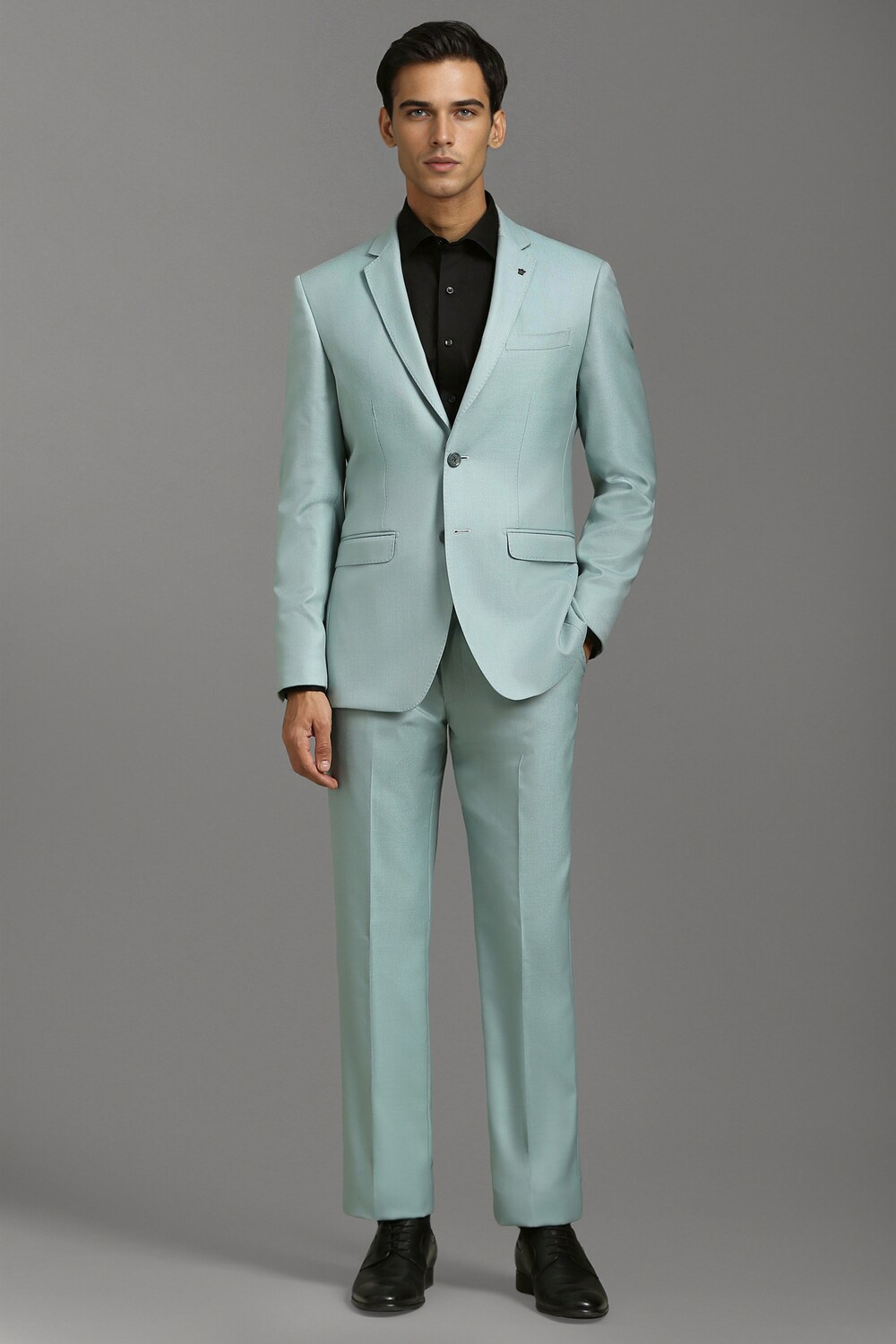 Men Green Slim Fit Textured Formal Two Piece Suit-Green 1 69017-men-green-slim-fit-textured-formal-two-piece-suit-green-1.jpg