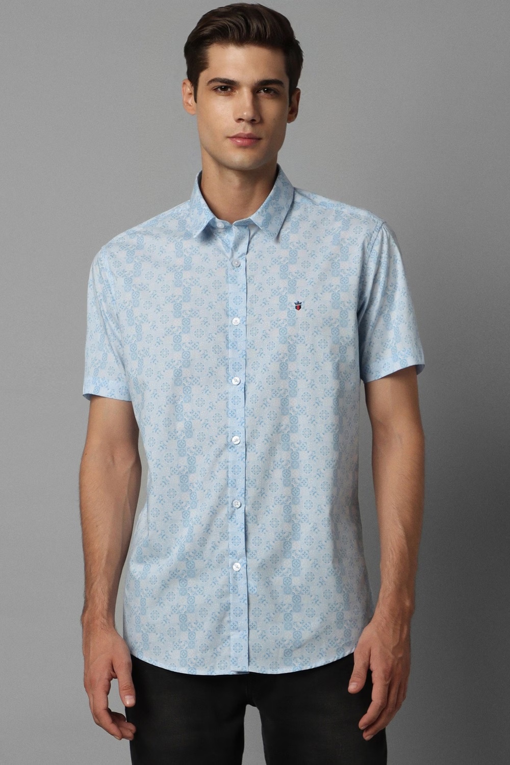 Men Blue Slim Fit Print Half Sleeves Casual Shirt-Blue 1 69244-men-blue-slim-fit-print-half-sleeves-casual-shirt-blue-1.jpg