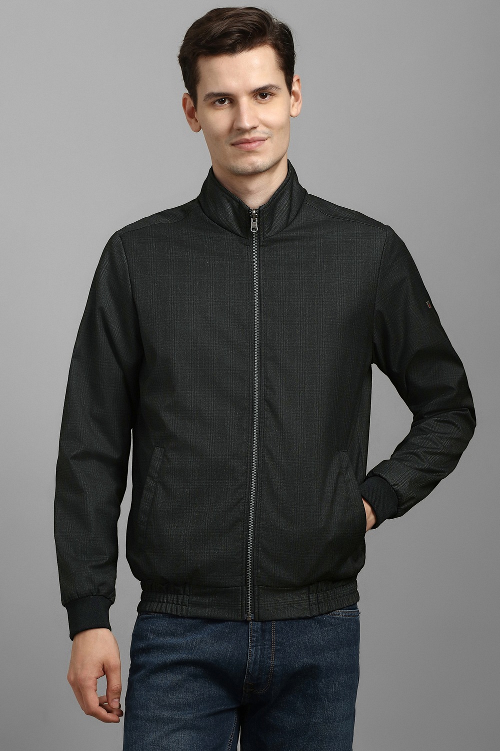Men Casual Charcol Check Jackets-Charcol