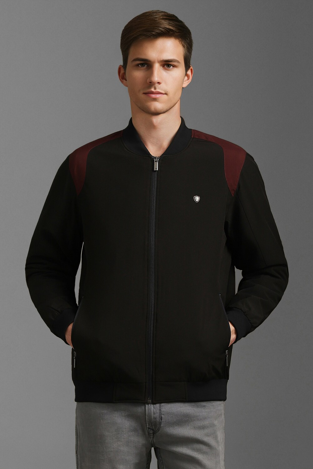 Men Casual Black Print Jackets-Black
