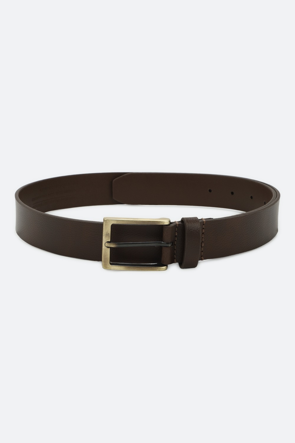 Louis Philippe Men Brown Solid  Casual Italian Leather with Brush Brass Buckle Belt-Brown