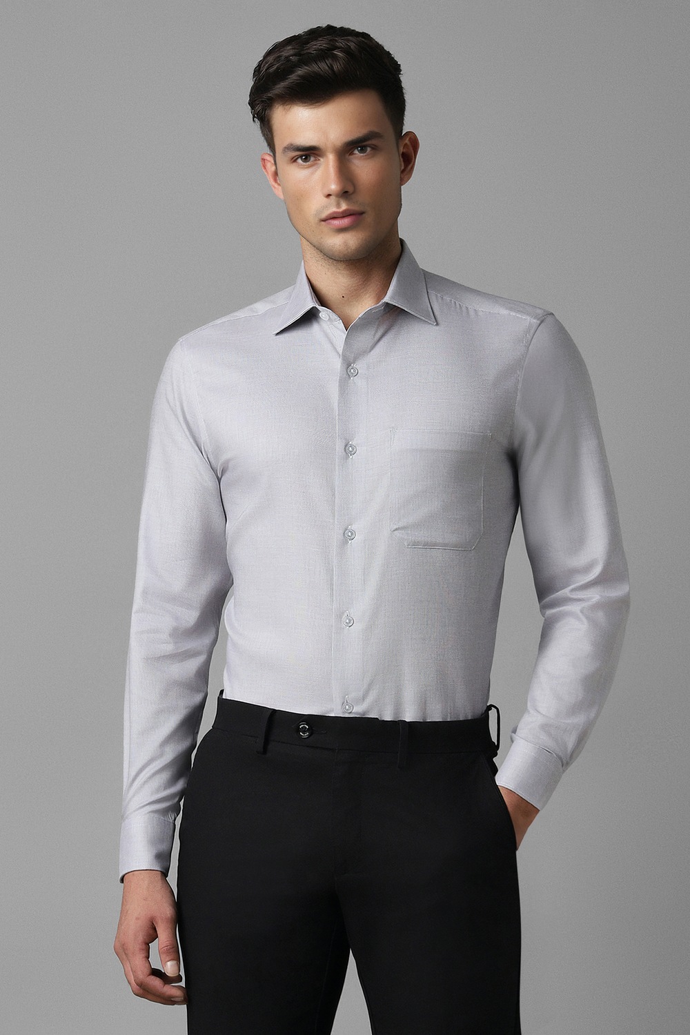 Men Grey Textured Full Sleeves Formal Shirt-Grey 1 69702-men-grey-textured-full-sleeves-formal-shirt-grey-1.jpg