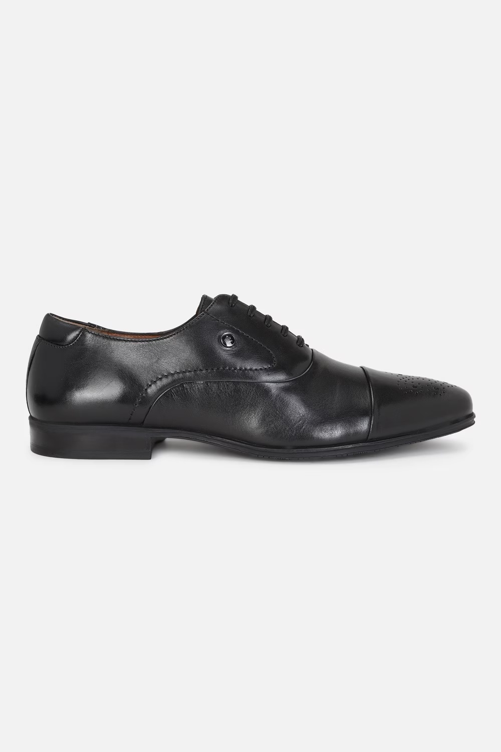 Men Brogue Oxford Leather Black Lace Up Shoes-Black