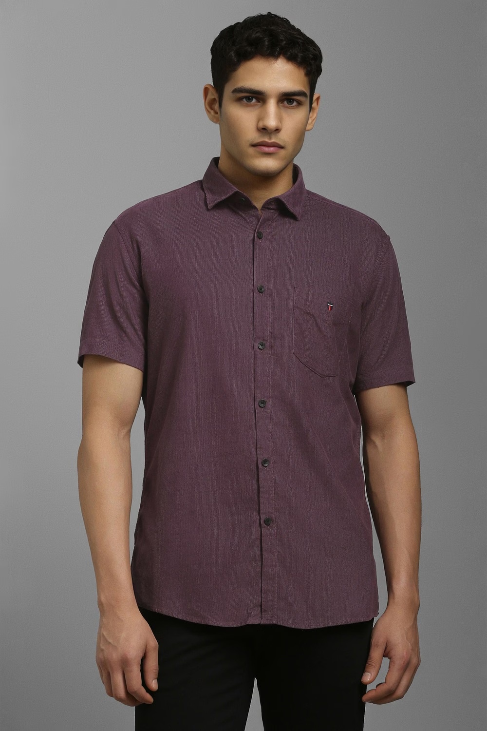 Men Purple Textured Half Sleeves Casual Shirt-Purple 1 70033-men-purple-textured-half-sleeves-casual-shirt-purple-1.jpg