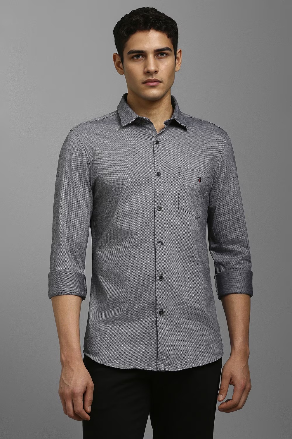Men Black Print Full Sleeves Casual Shirt-Black