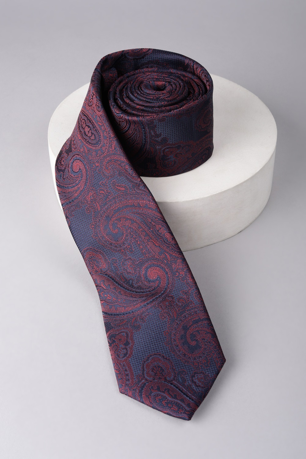 Men Navy Embroidered Tie-Navy