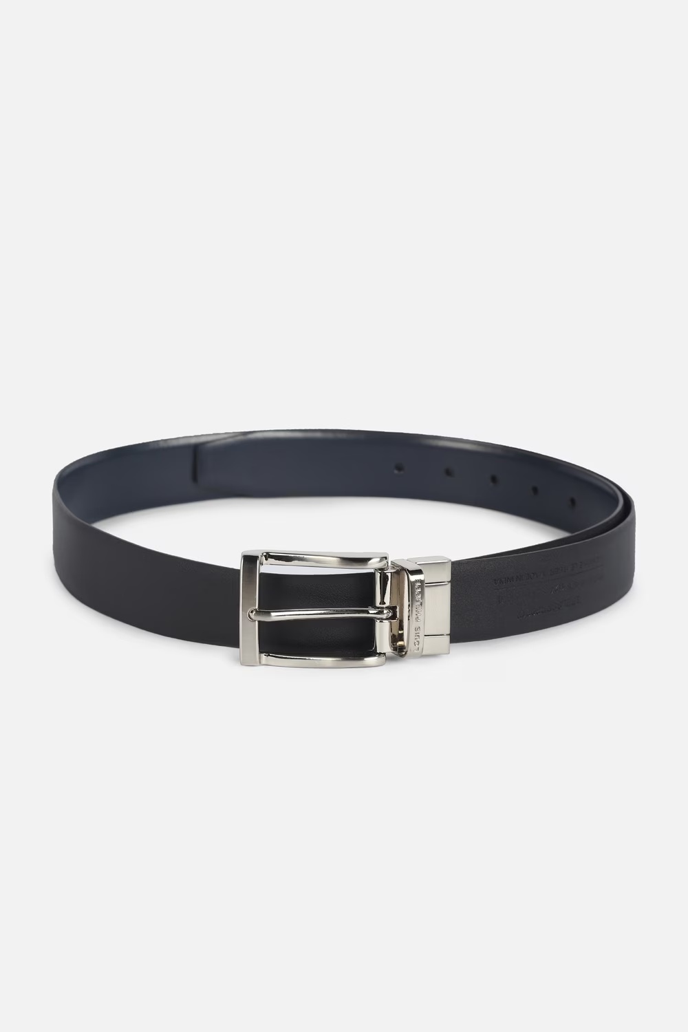 Men Black Solid Leather Formal Belt-Black