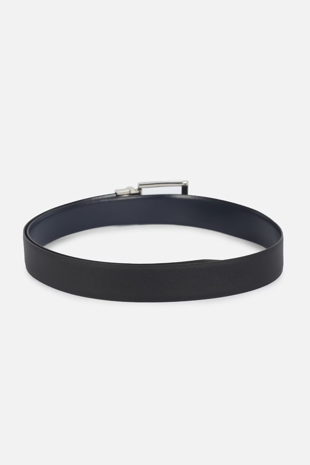 Men Black Solid Leather Formal Belt-Black