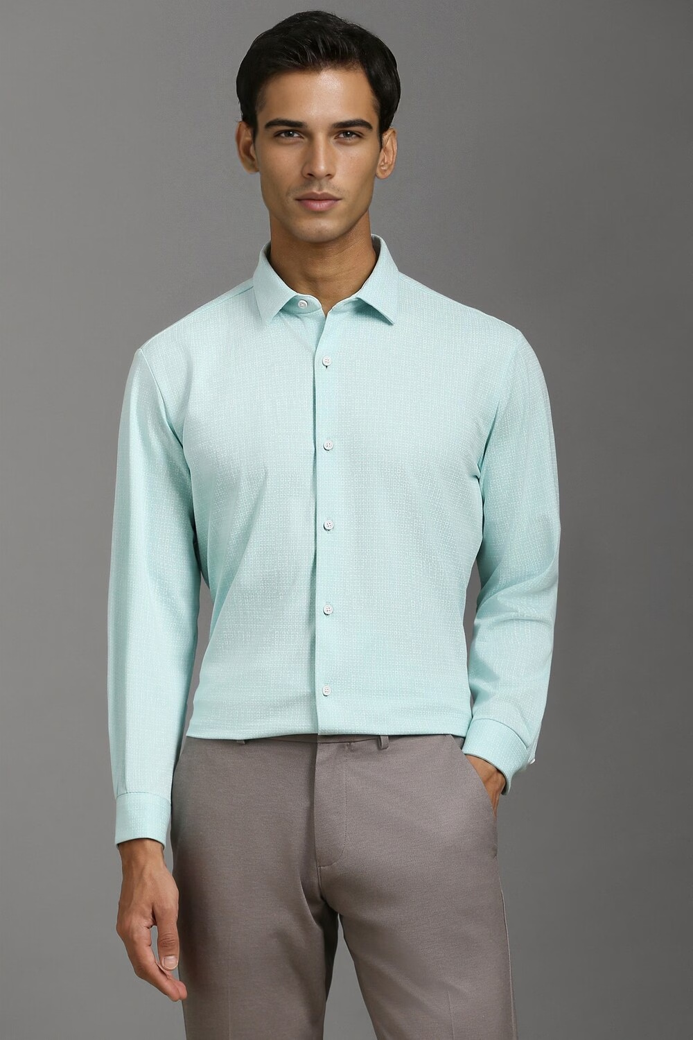 Men Blue Super Slim Fit Print Full Sleeves Casual Shirt-Blue