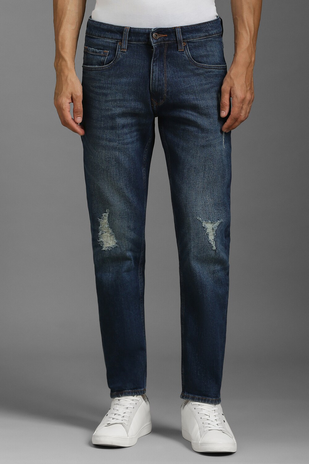 Men Navy Mid Smart Fit Jeans-Navy