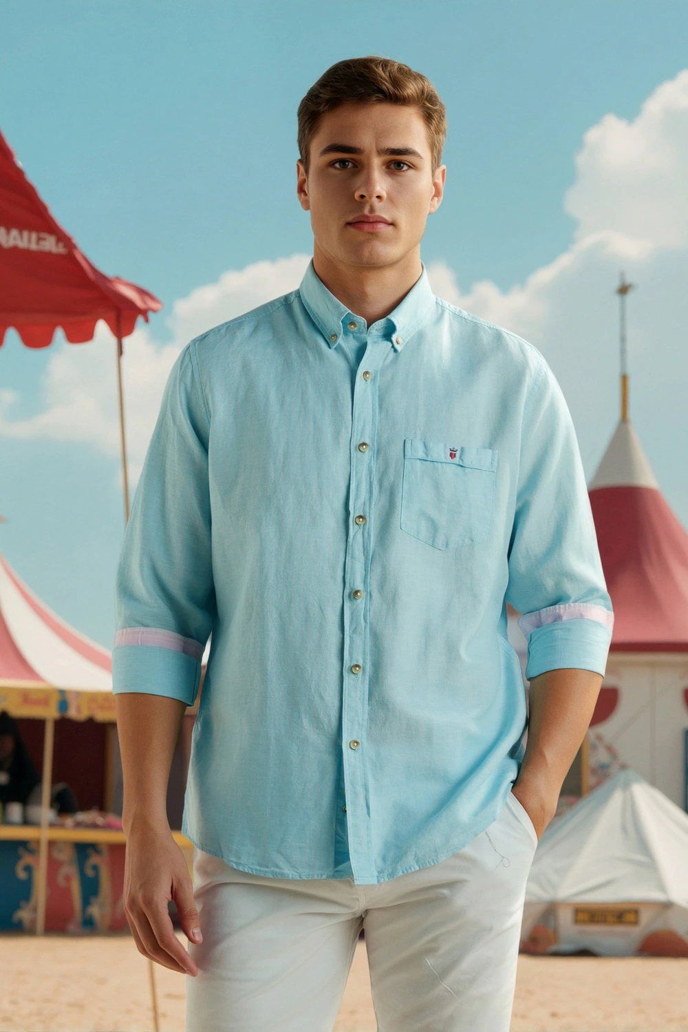 Men Blue Slim Fit Stripe Full Sleeves Casual Shirt-Blue
