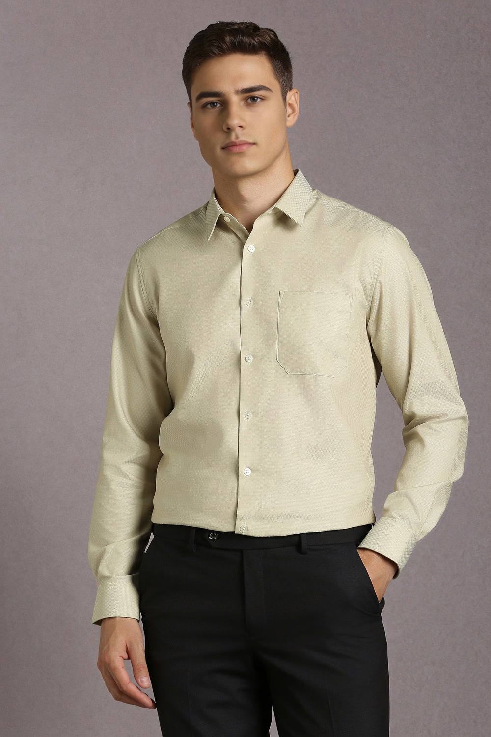 Men Green Textured Full Sleeves Formal Shirt-Green 1 70593-men-green-textured-full-sleeves-formal-shirt-green-1.jpg