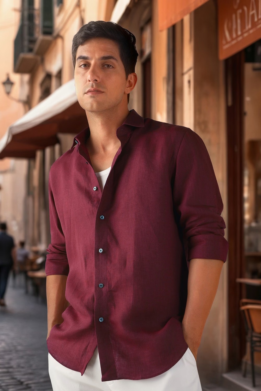 Men Maroon Textured Full Sleeves Formal Shirt-Maroon 1 70679-men-maroon-textured-full-sleeves-formal-shirt-maroon-1.jpg
