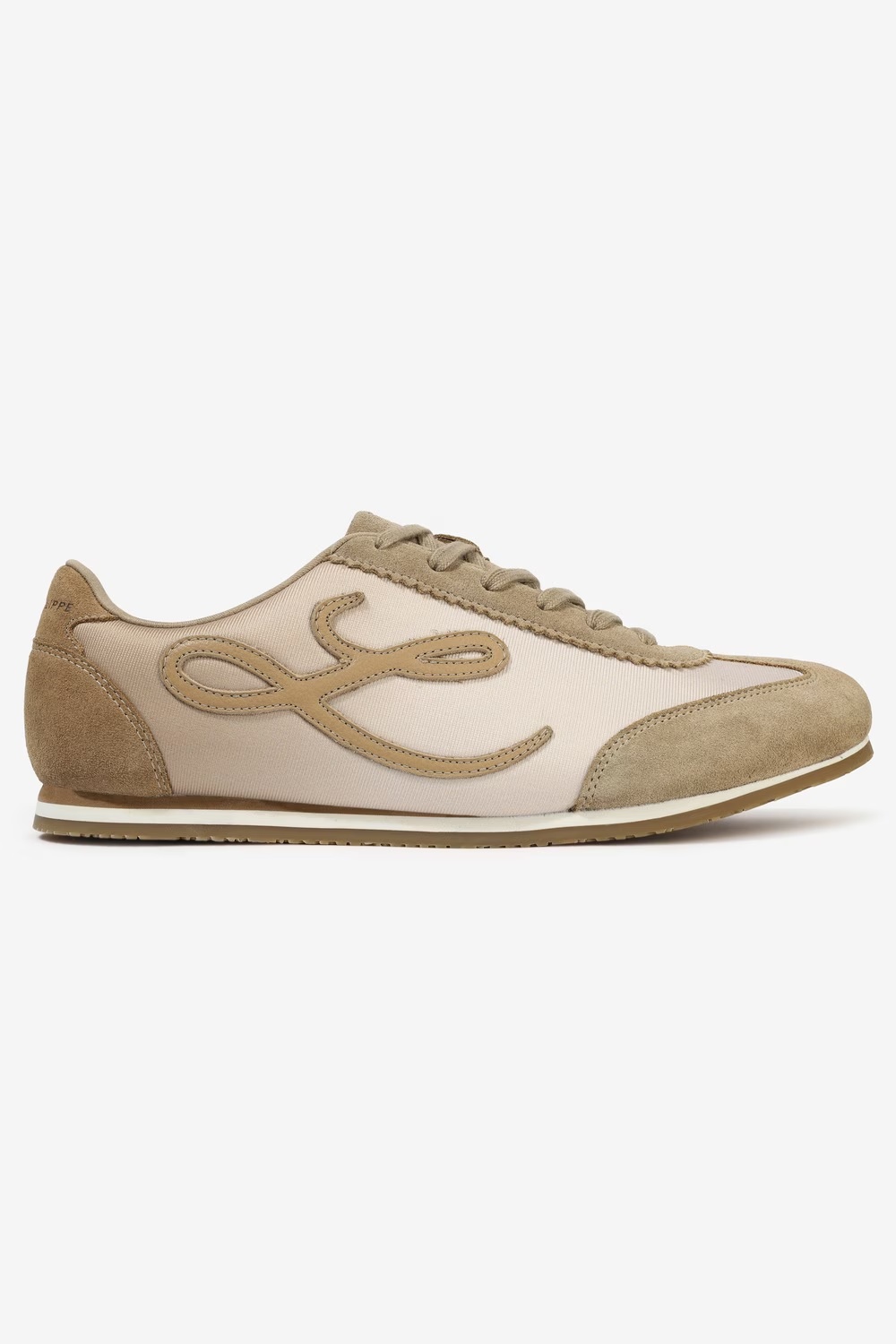 Men Beige Sneakers with Signature Branding-Beige