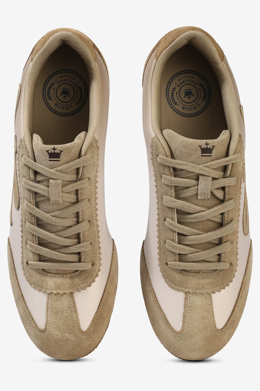Men Beige Sneakers with Signature Branding-Beige