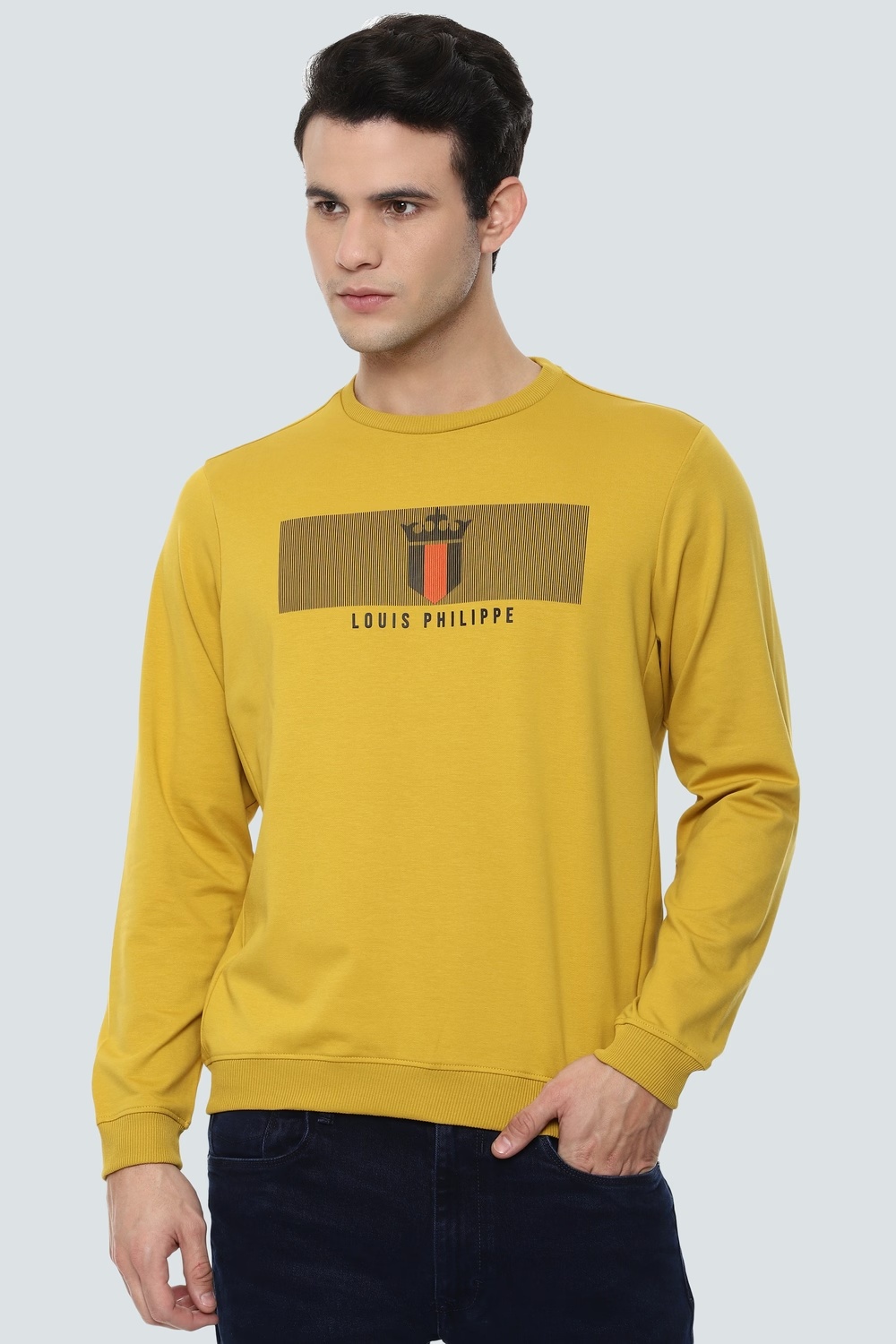 Men Casual Yellow Graphic Print Sweatshirt-Yellow