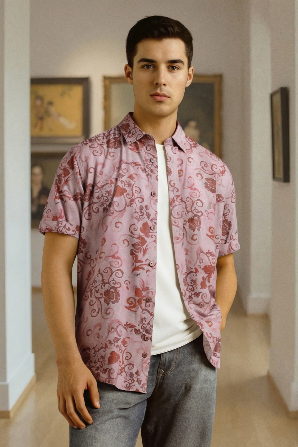 Men Purple Print Half Sleeves Casual Shirt-Purple 1 71001-men-purple-print-half-sleeves-casual-shirt-purple-1.jpg