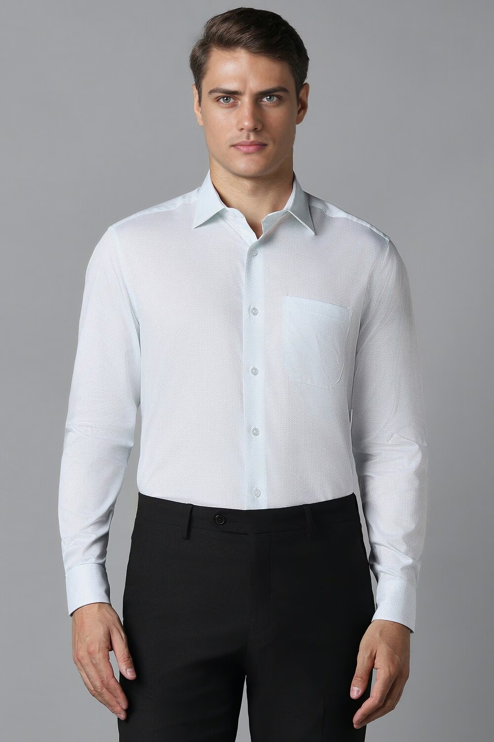 Men Blue Classic Fit Print Full Sleeves Formal Shirt-Blue