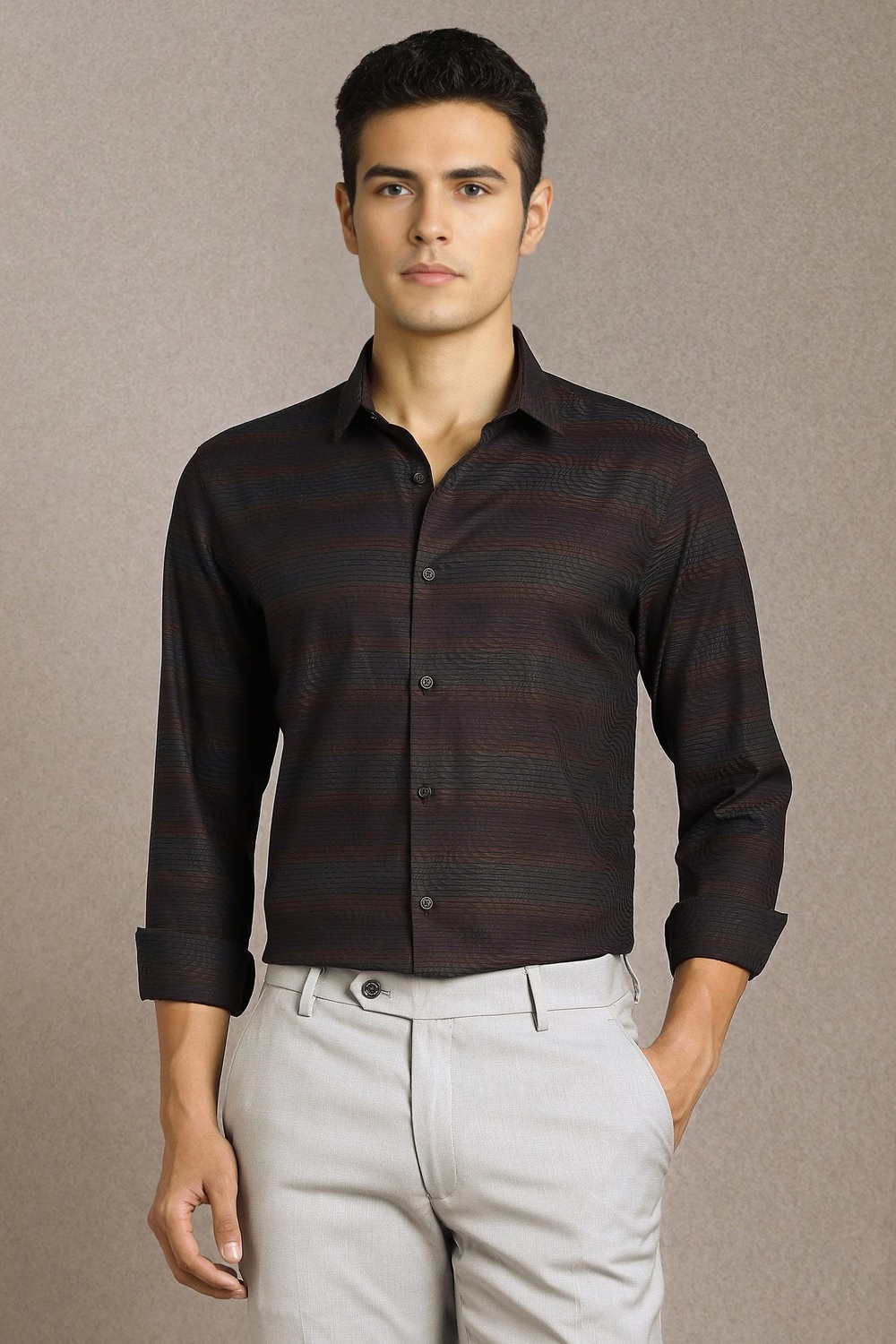 Men Multicolor Textured Full Sleeves Casual Shirt-Multicolor